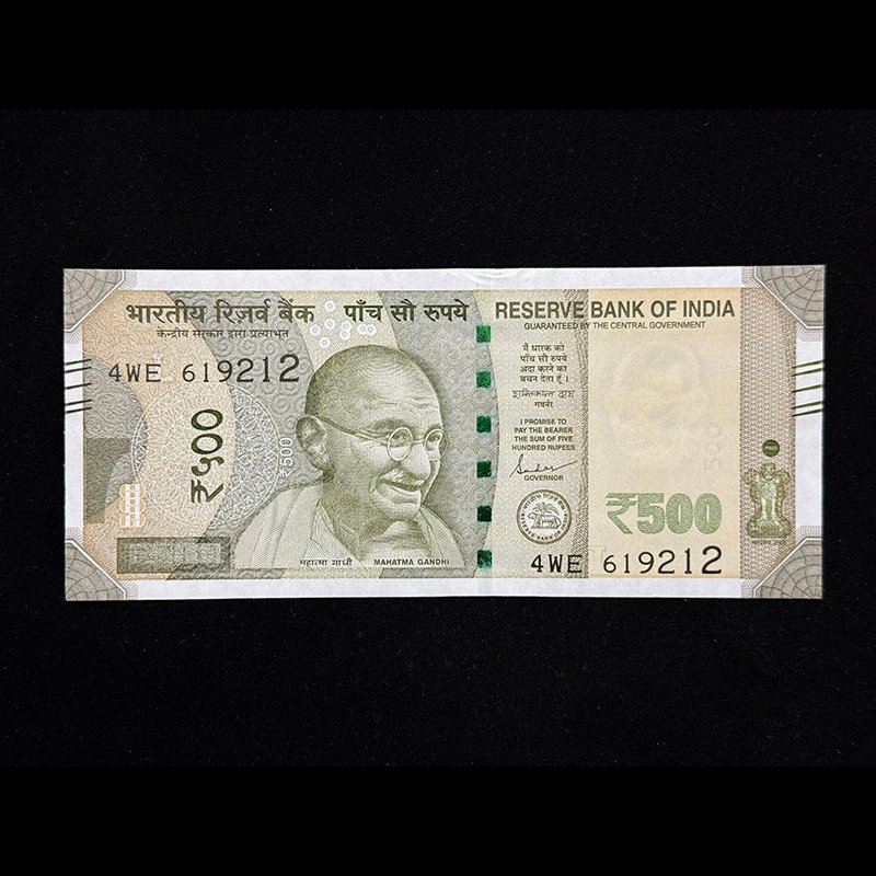 India, Rupees 500 Banknote, Reverse Printing Error, Sign. Shaktikanta Das, Inset L, Pick# Unlisted, (4WE 619212)