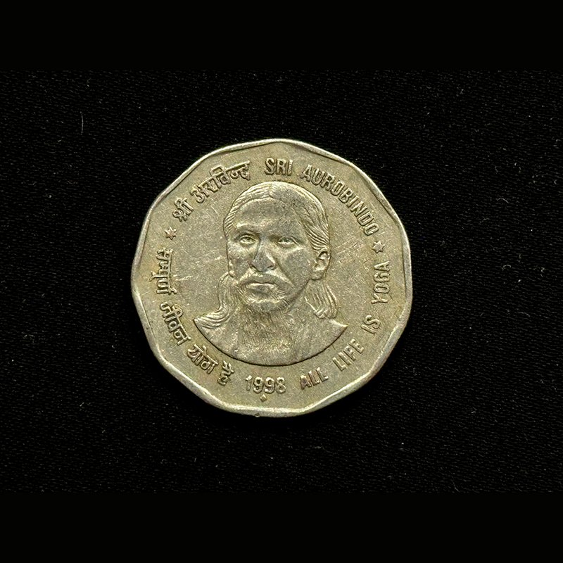 Republic India, 1998, Two Rupees, Sri Aurobindo, All Life is Yoga, Bombay Mint, Metal - CO-NI