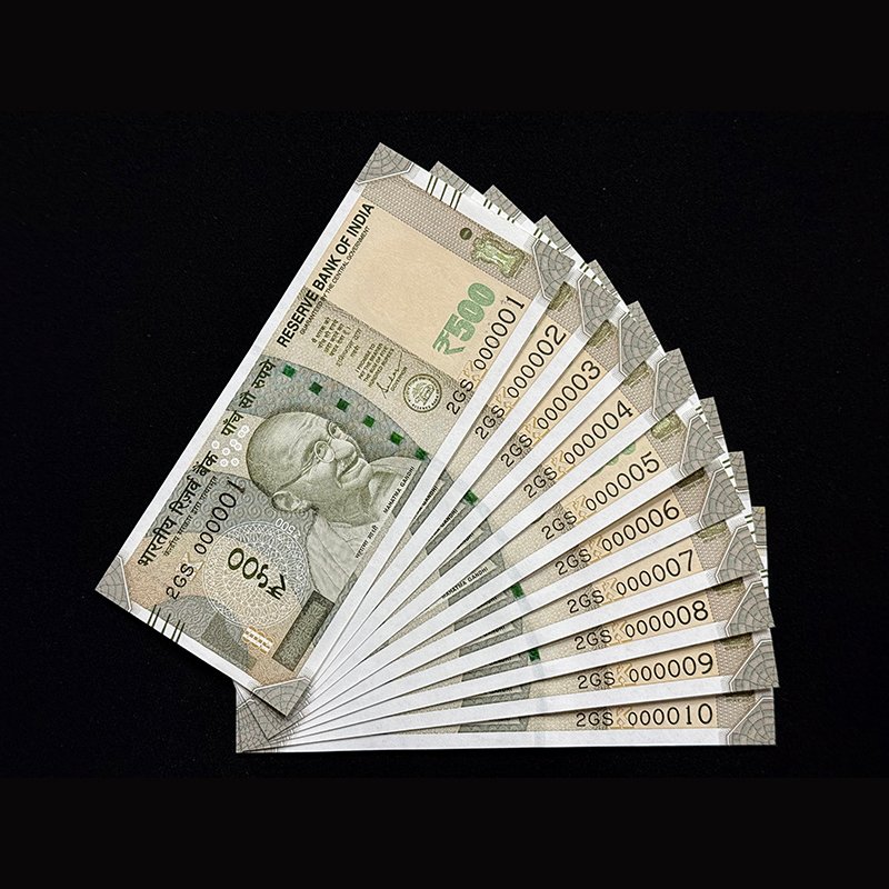 India, 2024 Rupees 500 x 10 Banknotes, Set of Lower Fancy Serial Number 000001 to 000010, Sign. Shaktikanta Das, Inset K, Pick# Unlisted, (2GS 000001)