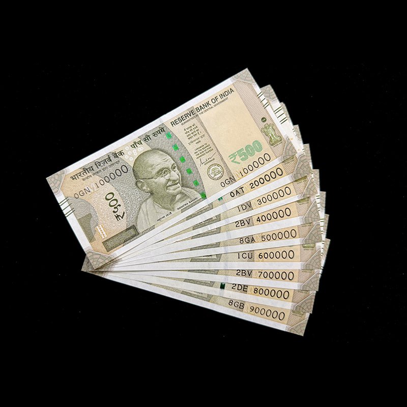 India, 2021 & 2022 Rupees 500 x 9 Banknotes, Set of Fancy Serial Number 100000 - 900000, Sign. Shaktikanta Das, Pick# Unlisted, (0GN 100000)